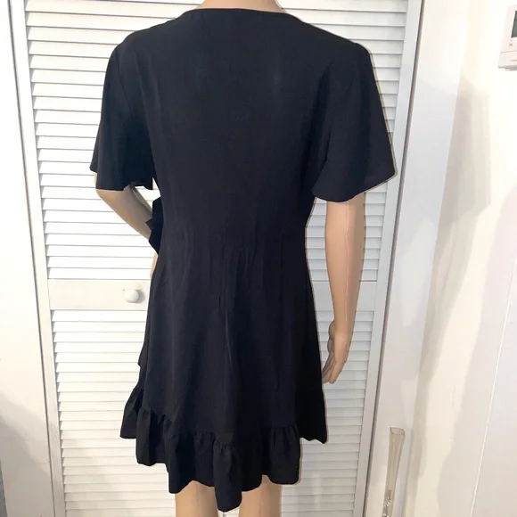 Summer Women Short Sleeve V Neck Casual Short Ruffle Dresses - Picture 9 of 16